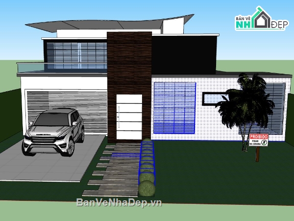 biệt thự 2 tầng,sketchup biệt thự 2 tầng,file su biệt thự 2 tầng