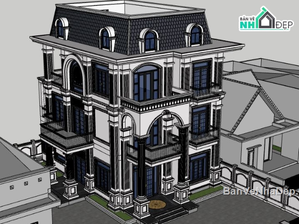 model su biệt thự 3 tầng,file sketchup biệt thự 3 tầng,sketchup biệt thự 3 tầng,biệt thự 3 tầng file sketchup,file su biệt thự 3 tầng