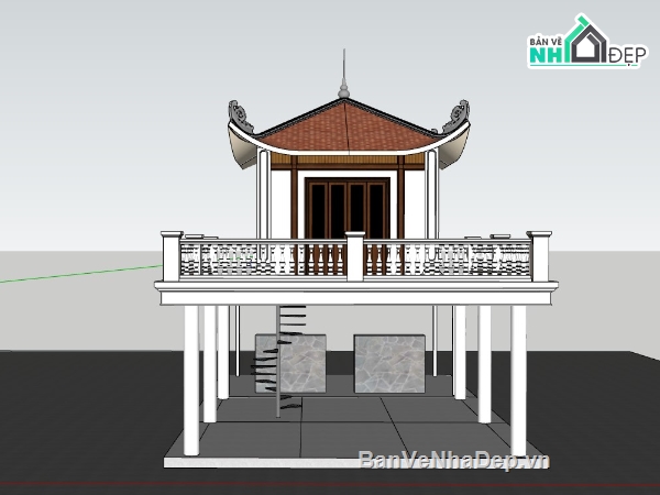đền miếu,sketchup đền miếu,đền miếu su