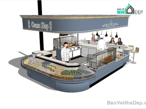 tiệm bán bánh,file sketchup tiệm bánh,model su tiệm bánh,tiệm bánh file sketchup