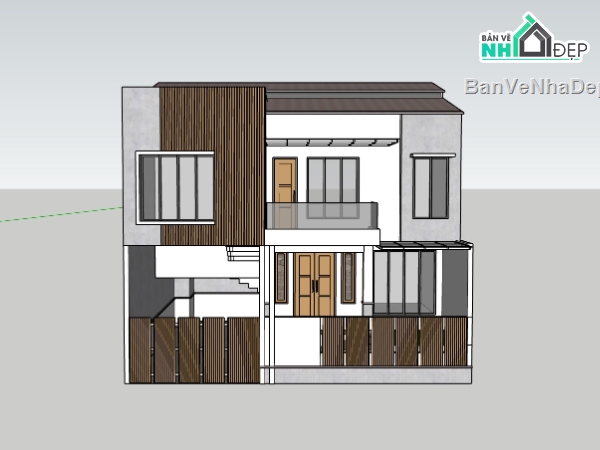 biệt thự 2 tầng,su biệt thự,sketchup biệt thự 2 tầng