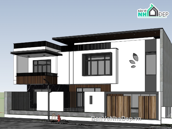 biệt thự 2 tầng,su biệt thự,sketchup biệt thự