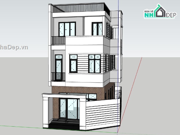 nhà phố 3 tầng,file su nhà phố 3 tầng,mẫu nhà phố 3 tầng,phối cảnh nhà phố 3 tầng,nhà phố 3 tầng sketchup