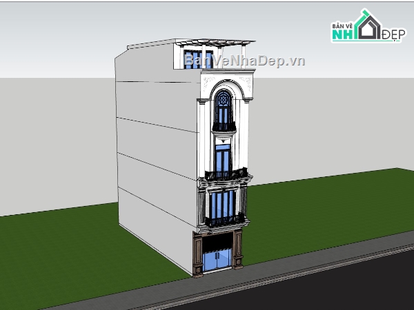 su nhà phố,sketchup nhà phố,su nhà phố 5 tầng