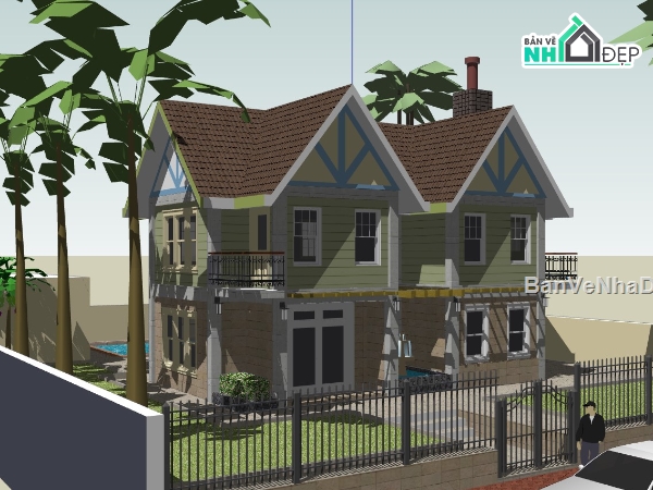 biệt thự 2 tầng,Model su biệt thự 2 tầng,su biệt thự,sketchup biệt thự,biệt thự 2 tầng su,biệt thự  2 tầng su
