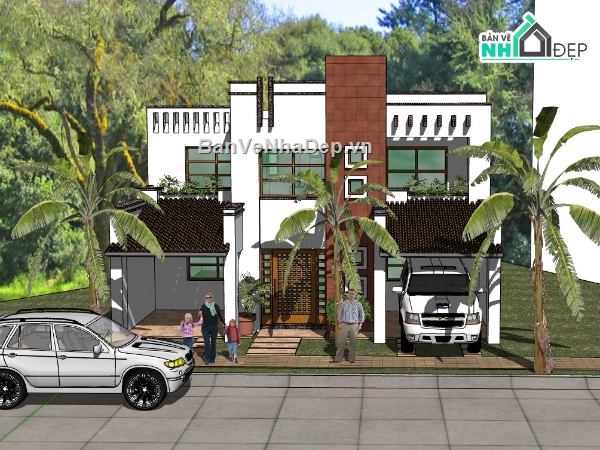 biệt thự 2 tầng,biệt thự 2 tầng su,su biệt thự,sketchup biệt thự,su biệt thự 2 tầng,sketchup biệt thự 2 tầng