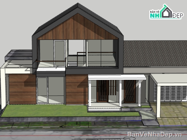 Model su biệt thự 2 tầng,file sketchup biệt thự 2 tầng,dựng 3d su nhà biệt thự 2 tầng