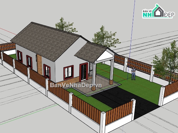 su nhà cấp 4,sketchup nhà cấp 4,nhà cấp 4