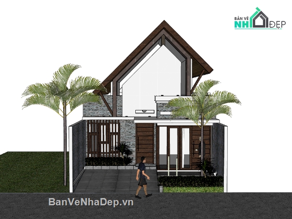 nhà gác lửng,su nhà gác lửng,sketchup nhà gác lửng