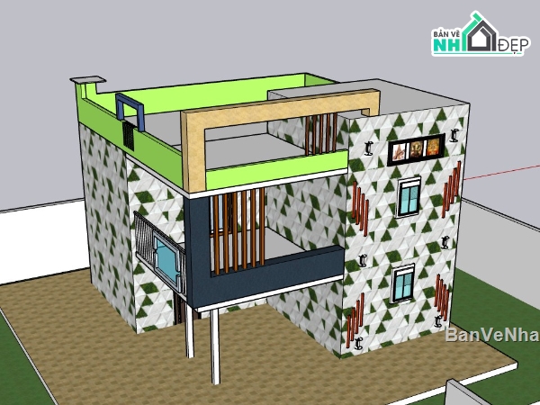 su nhà phố,sketchup nhà phố,su nhà phố 2 tầng