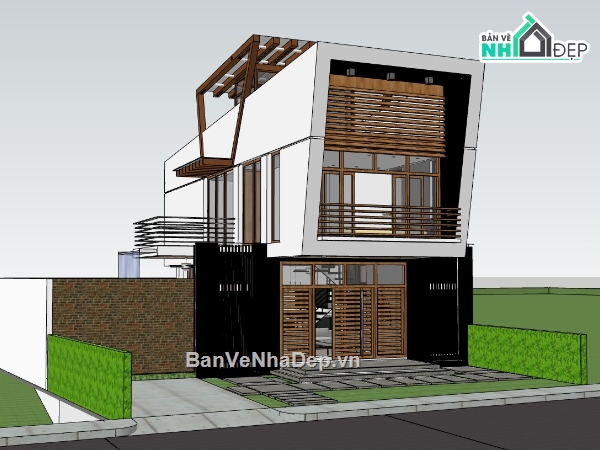 su nhà phố,sketchup nhà phố,su nhà phố 2 tầng