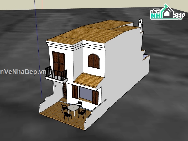 nhà phố 2 tầng,su nhà phố,sketchup nhà phố,su nhà phố 2 tầng