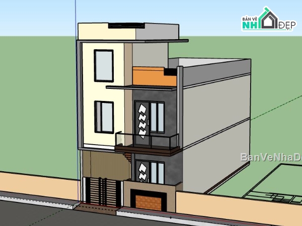 Nhà phố 3 tầng,model su nhà phố 3 tầng,nhà phố 3 tầng file su,file sketchup nhà phố 3 tầng,nhà phố 3 tầng model su