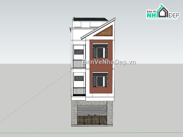 nhà 4 tầng,su nhà phố,sketchup nhà phố,su nhà phố 4 tầng