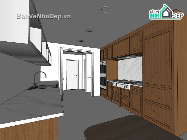 su nội thất,sketchup nội thất,nội thất khách bếp