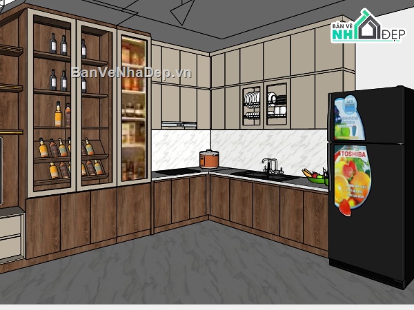 phòng bếp sketchup,file sketchup phòng bếp,model su phòng bếp