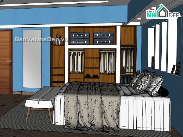 su phòng ngủ,phòng ngủ,sketchup phòng ngủ
