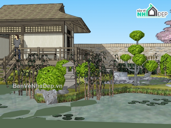 sân vườn,su sân vườn,sketchup sân vườn