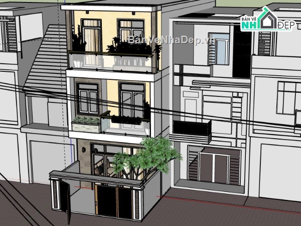 Nhà phố 3 tầng,model su nhà phố 3 tầng,nhà phố 3 tầng model su,model sketchup nhà phố 3 tầng,nhà phố 3 tầng đẹp