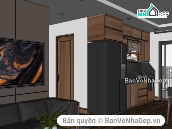 nội thất chung cư,Su nội thất,SU nội thất chung cư,thiết kế nội thất căn hộ,sketchup nội thất căn hộ