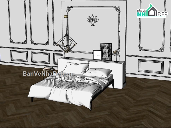 3d sketchup phòng ngủ,thiết kế phòng ngủ đẹp,Model phòng ngủ