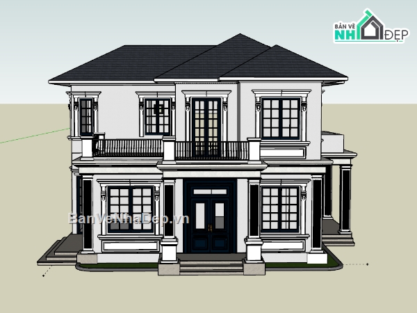 biệt thự,biệt thự 2 tầng,model biệt thự