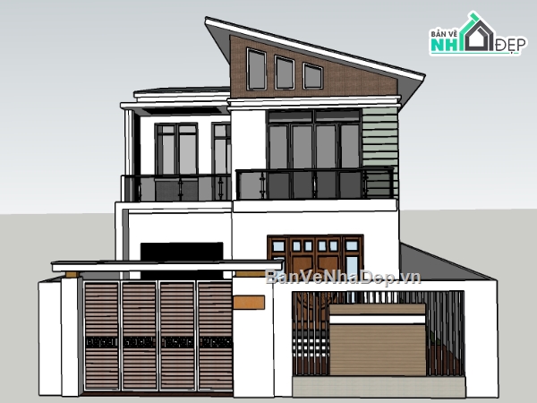 model su biệt thự 2 tầng,File sketchup biệt thự phố 2 tầng,Model biệt thự bằng sketchup,biệt thự 2 tầng