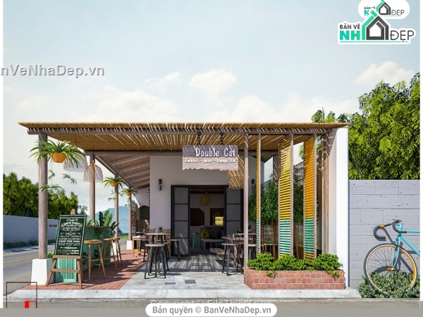 Model quán cafe,Sketchup quán trà chanh,Mẫu quán cà phê,quán cà phê su,file su cafe
