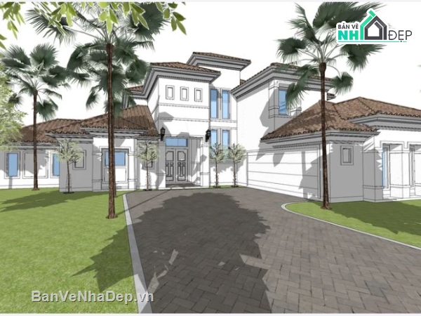 model su biệt thự 2 tầng,file su biệt thự 2 tầng,file sketchup biệt thự 2 tầng,biệt thự 2 tầng file su