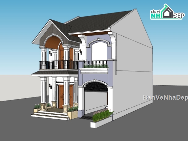 biệt thự 2 tầng,model su biệt thự 2 tầng,file sketchup biệt thự 2 tầng,biệt thự 2 tầng hiện đại