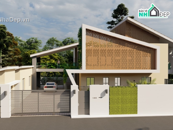 biệt thự hiện đại,biệt thự 2 tầng,biệt thự sketchup,sketchup biệt thự,Model sketchup biệt thự