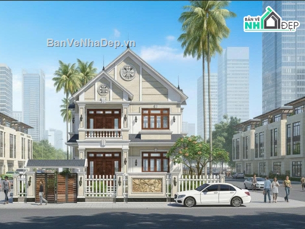 File sketchup biệt thự tân cổ điển,Biệt thự 2 tầng tân cổ điển kiểu Pháp,Model sketchup Biệt Thự Tân Cổ Điển,Model sketchup biệt thự tân cổ điển