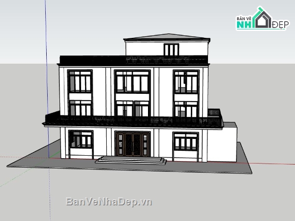 nhà điều hành,sketchup nhà điều hành,nhà điều hành 3d