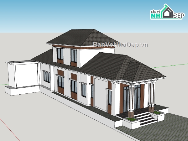 su nhà 2 tầng,nhà 2 tầng,sketchup nhà 2 tầng