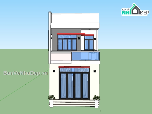 nhà phố,nhà 2 tầng,model nhà phố
