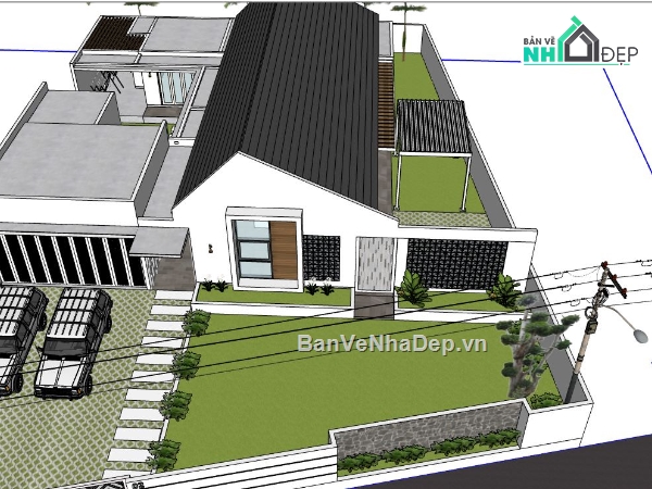 Model sketchup nhà 1 tầng,sketchup nhà 1 tầng,nhà 1 tầng su