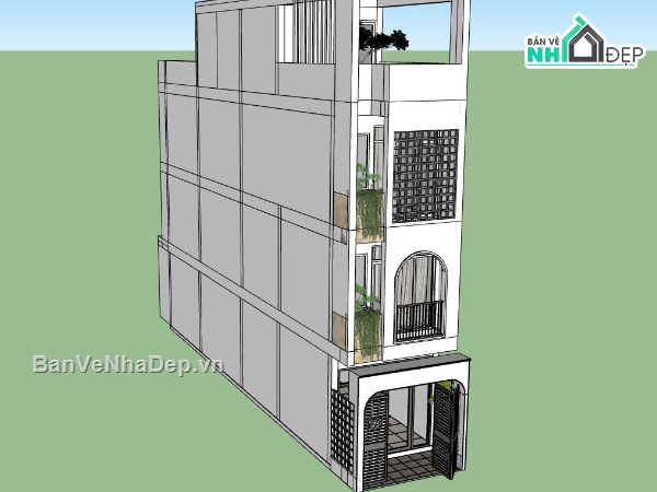 nhà phố 4 tầng,file sketchup nhà phố 4 tầng,model su nhà phố 4 tầng