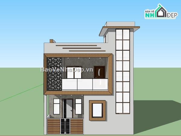 su nhà phố,sketchup nhà phố,su nhà phố 2 tầng