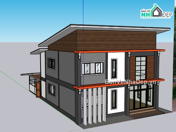 3d sketchup nhà ở gia đình,file sketchup nhà phố 2 tầng,Model sketchup nhà phố 2 tầng,File 3d sketchup nhà 2 tầng