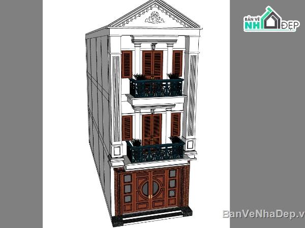 nhà phố 3 tầng,file su nhà phố 3 tầng,model sketchup nhà phố 3 tầng,model su nhà phố,file sketchup nhà phố 3 tầng