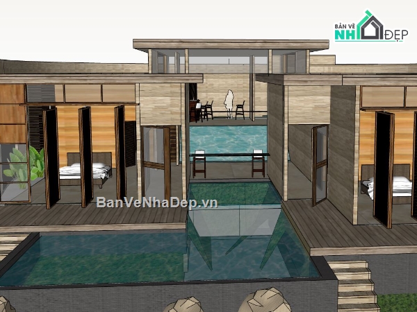nội thất biệt thự,biệt thự sketchup,sketchup nội thất,biệt thự nghỉ dưỡng