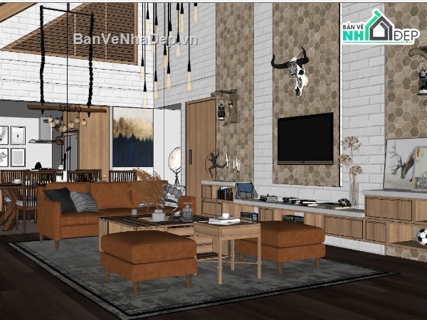 nội thất phòng khách,Sketchup bếp,nội thất phòng bếp,Sketchup phòng ăn,Sketchup phòng khách bếp,phòng khách bếp