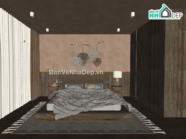 nội thất phòng ngủ,sketchup nội thất phòng ngủ,phòng ngủ hiện đại