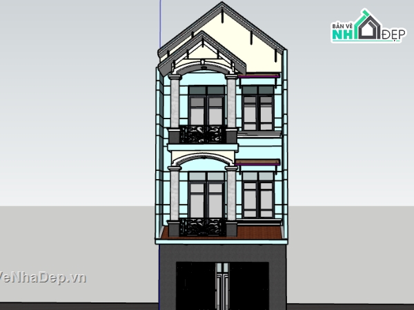 model su nhà phố 3 tầng,phối cảnh nhà phố 3 tầng,nhà phố 3 tầng,Sketchup nhà 3 tầng,Sketchup nhà phố,sketchup nhà phố 3 tầng