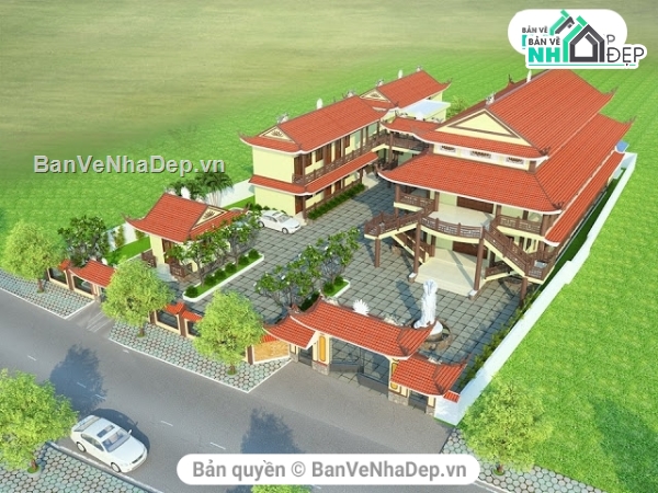 File SKETCHUP Chùa long hội,Chùa long hội file sketchup,File SKETCHUP Chùa,Su phối cảnh chùa long hội