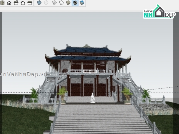 Nhà thờ 2 tầng su,File su nhà thờ họ,file sketchup nhà thờ họ,su nhà thờ họ