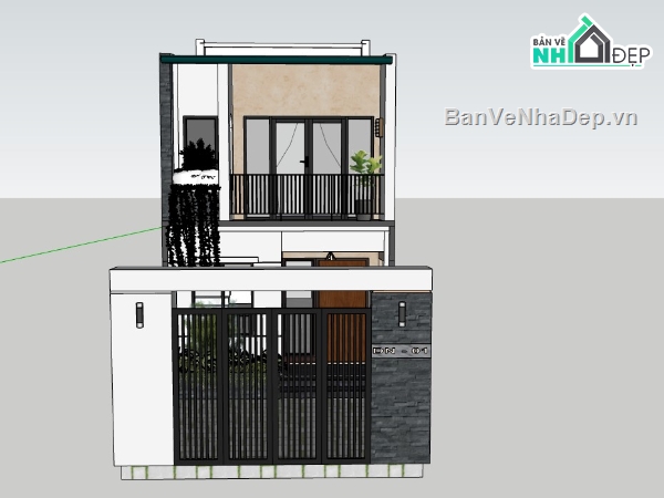 su nhà phố,sketchup nhà phố,su nhà phố 2 tầng