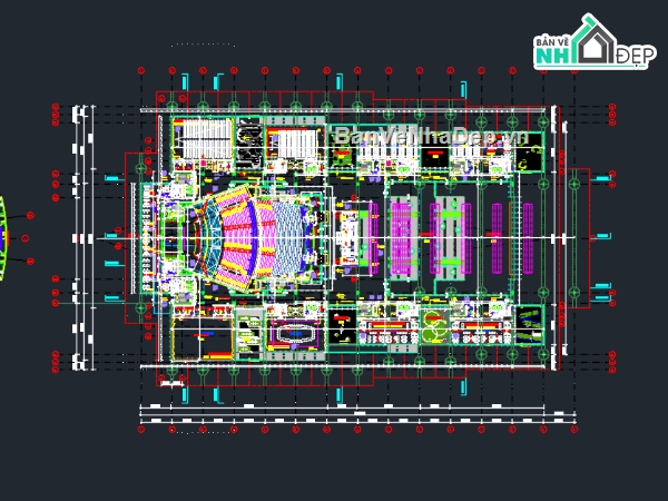 trung tâm hội nghị,file cad trung tâm hội nghị,bản vẽ trung tâm hội nghị