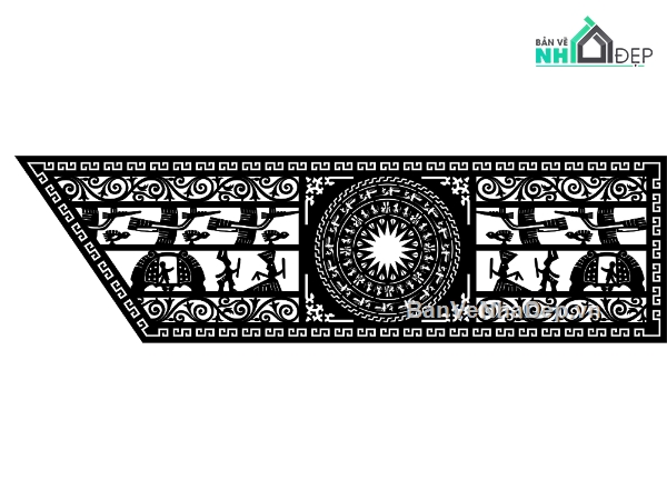 vách cầu thang,dxf vách cầu thang,vách trống đồng cnc