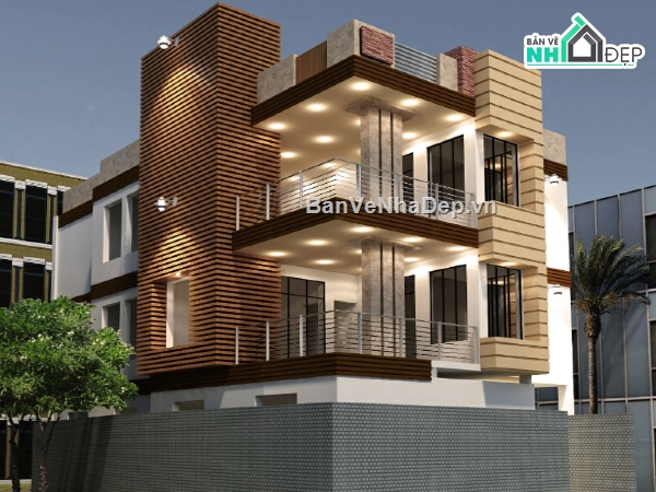 biệt thự 3 tầng,biệt thự sketchup,biệt thự hiện đại